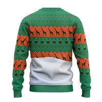 Giraffes Decorating Tree Gifts Ugly Christmas Sweater with Orange Green Holiday Pattern Design - Wonder Print Shop