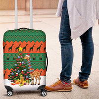 Giraffes Decorating Tree Gifts Luggage Cover with Orange Green Holiday Pattern Design - Wonder Print Shop
