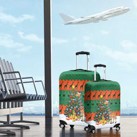 Giraffes Decorating Tree Gifts Luggage Cover with Orange Green Holiday Pattern Design - Wonder Print Shop