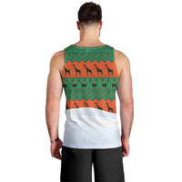 Giraffes Decorating Tree Gifts Men Tank Top with Orange Green Holiday Pattern Design - Wonder Print Shop