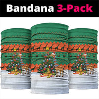 Giraffes Decorating Tree Gifts Neck Gaiter with Orange Green Holiday Pattern Design - Wonder Print Shop
