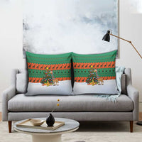 Giraffes Decorating Tree Gifts Pillow Cover with Orange Green Holiday Pattern Design - Wonder Print Shop