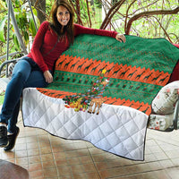 Giraffes Decorating Tree Gifts Quilt with Orange Green Holiday Pattern Design - Wonder Print Shop