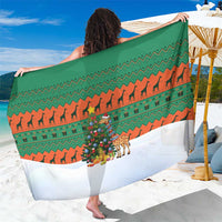 Giraffes Decorating Tree Gifts Sarong with Orange Green Holiday Pattern Design - Wonder Print Shop