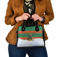 Giraffes Decorating Tree Gifts Shoulder Handbag with Orange Green Holiday Pattern Design - Wonder Print Shop