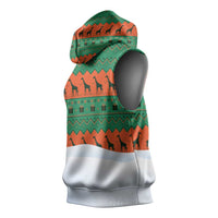 Giraffes Decorating Tree Gifts Sleeveless Hoodie with Orange Green Holiday Pattern Design - Wonder Print Shop