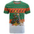 Giraffes Decorating Tree Gifts T Shirt with Orange Green Holiday Pattern Design - Wonder Print Shop