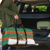 Giraffes Decorating Tree Gifts Travel Bag with Orange Green Holiday Pattern Design - Wonder Print Shop