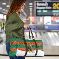 Giraffes Decorating Tree Gifts Travel Bag with Orange Green Holiday Pattern Design - Wonder Print Shop