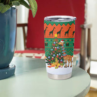 Giraffes Decorating Tree Gifts Tumbler Cup with Orange Green Holiday Pattern Design - Wonder Print Shop