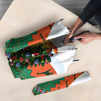 Giraffes Decorating Tree Gifts Umbrella with Orange Green Holiday Pattern Design - Wonder Print Shop