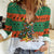 Giraffes Decorating Tree Gifts Women Casual Shirt with Orange Green Holiday Pattern Design - Wonder Print Shop