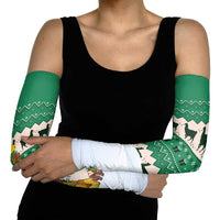 Llama Decorating Tree in Santa Hat Arm Sleeves with Green Gift Pattern Design - Wonder Print Shop