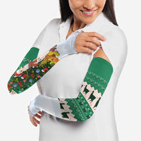 Llama Decorating Tree in Santa Hat Arm Sleeves with Green Gift Pattern Design - Wonder Print Shop