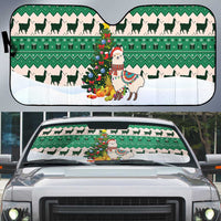 Llama Decorating Tree in Santa Hat Auto Sun Shade with Green Gift Pattern Design - Wonder Print Shop