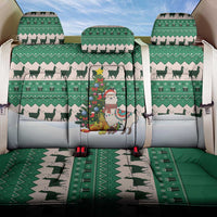 Llama Decorating Tree in Santa Hat Back Car Seat Cover with Green Gift Pattern Design - Wonder Print Shop