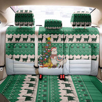 Llama Decorating Tree in Santa Hat Back Car Seat Cover with Green Gift Pattern Design - Wonder Print Shop