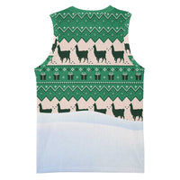 Llama Decorating Tree in Santa Hat Basketball Jersey with Green Gift Pattern Design - Wonder Print Shop