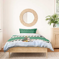 Llama Decorating Tree in Santa Hat Bedding Set with Green Gift Pattern Design - Wonder Print Shop