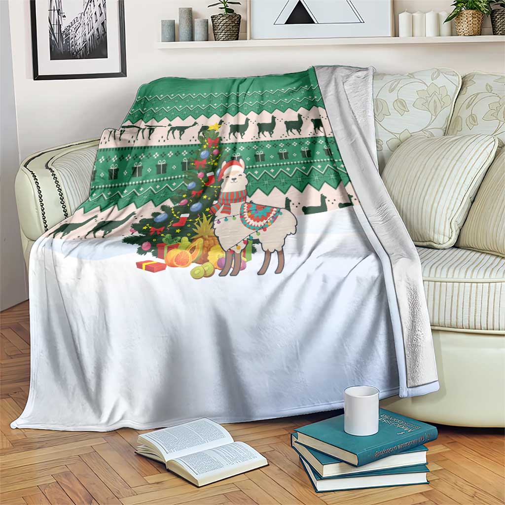 Llama Decorating Tree in Santa Hat Blanket with Green Gift Pattern Design - Wonder Print Shop
