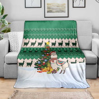 Llama Decorating Tree in Santa Hat Blanket with Green Gift Pattern Design - Wonder Print Shop