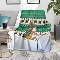 Llama Decorating Tree in Santa Hat Blanket with Green Gift Pattern Design - Wonder Print Shop