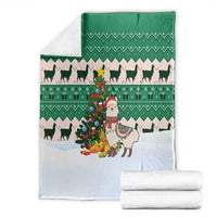Llama Decorating Tree in Santa Hat Blanket with Green Gift Pattern Design - Wonder Print Shop