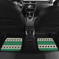 Llama Decorating Tree in Santa Hat Car Mats with Green Gift Pattern Design - Wonder Print Shop