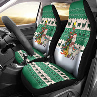 Llama Decorating Tree in Santa Hat Car Seat Cover with Green Gift Pattern Design - Wonder Print Shop