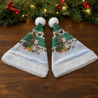 Llama Decorating Tree in Santa Hat Christmas Santa Hat with Green Gift Pattern Design - Wonder Print Shop