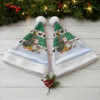 Llama Decorating Tree in Santa Hat Christmas Santa Hat with Green Gift Pattern Design - Wonder Print Shop