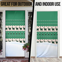 Llama Decorating Tree in Santa Hat Door Cover with Green Gift Pattern Design - Wonder Print Shop