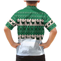 Llama Decorating Tree in Santa Hat Family Matching Mermaid Dress and Hawaiian Shirt with Green Gift Pattern Design - Wonder Print Shop