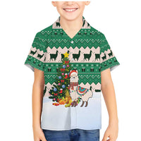 Llama Decorating Tree in Santa Hat Family Matching Mermaid Dress and Hawaiian Shirt with Green Gift Pattern Design - Wonder Print Shop