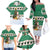 Llama Decorating Tree in Santa Hat Family Matching Off The Shoulder Long Sleeve Dress and Hawaiian Shirt with Green Gift Pattern Design - Wonder Print Shop
