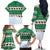 Llama Decorating Tree in Santa Hat Family Matching Off The Shoulder Long Sleeve Dress and Hawaiian Shirt with Green Gift Pattern Design - Wonder Print Shop