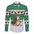 Llama Decorating Tree in Santa Hat Family Matching Off The Shoulder Long Sleeve Dress and Hawaiian Shirt with Green Gift Pattern Design - Wonder Print Shop