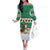 Llama Decorating Tree in Santa Hat Family Matching Off The Shoulder Long Sleeve Dress and Hawaiian Shirt with Green Gift Pattern Design - Wonder Print Shop