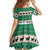 Llama Decorating Tree in Santa Hat Family Matching Off Shoulder Short Dress and Hawaiian Shirt with Green Gift Pattern Design - Wonder Print Shop