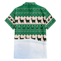 Llama Decorating Tree in Santa Hat Family Matching Puletasi and Hawaiian Shirt with Green Gift Pattern Design - Wonder Print Shop