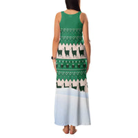 Llama Decorating Tree in Santa Hat Family Matching Tank Maxi Dress and Hawaiian Shirt with Green Gift Pattern Design - Wonder Print Shop