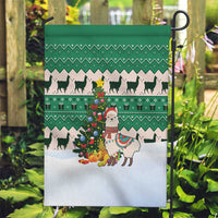 Llama Decorating Tree in Santa Hat Garden Flag with Green Gift Pattern Design - Wonder Print Shop
