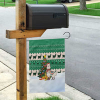 Llama Decorating Tree in Santa Hat Garden Flag with Green Gift Pattern Design - Wonder Print Shop