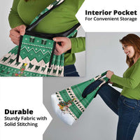 Llama Decorating Tree in Santa Hat Grocery Bag with Green Gift Pattern Design - Wonder Print Shop