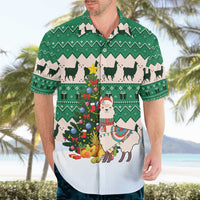 Llama Decorating Tree in Santa Hat Hawaiian Shirt with Green Gift Pattern Design - Wonder Print Shop