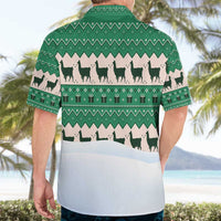 Llama Decorating Tree in Santa Hat Hawaiian Shirt with Green Gift Pattern Design - Wonder Print Shop