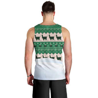 Llama Decorating Tree in Santa Hat Men Tank Top with Green Gift Pattern Design - Wonder Print Shop