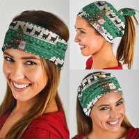 Llama Decorating Tree in Santa Hat Neck Gaiter with Green Gift Pattern Design - Wonder Print Shop
