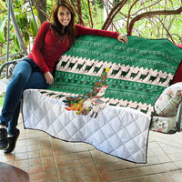 Llama Decorating Tree in Santa Hat Quilt with Green Gift Pattern Design - Wonder Print Shop