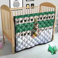 Llama Decorating Tree in Santa Hat Quilt with Green Gift Pattern Design - Wonder Print Shop